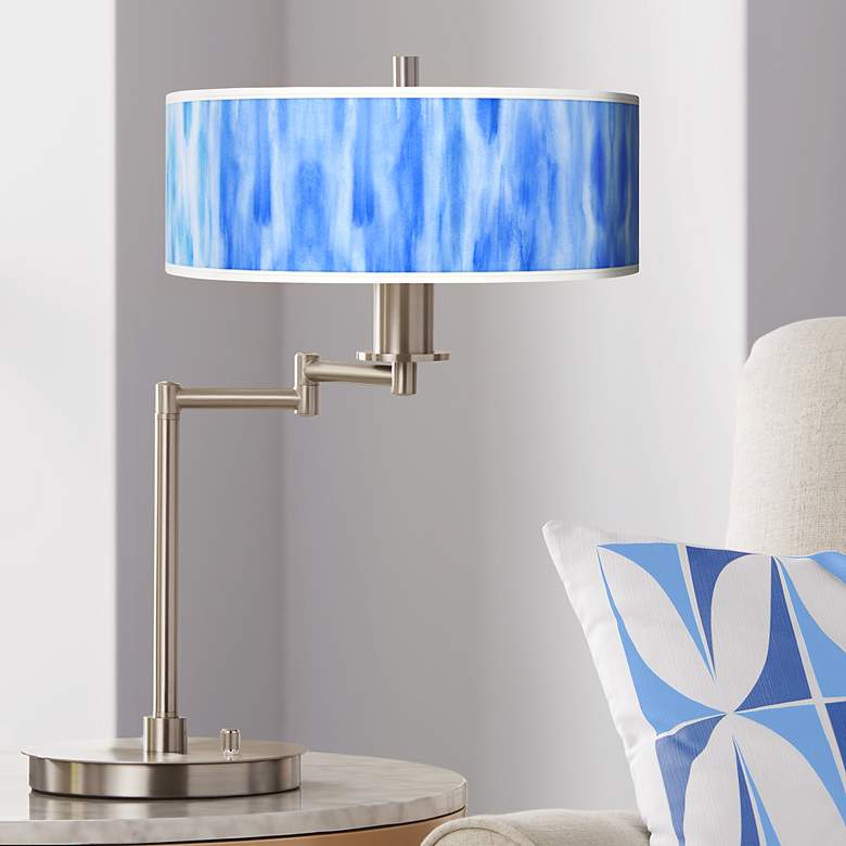 Image 1 Blue Tide Giclee Shade Modern LED Swing Arm Desk Lamp