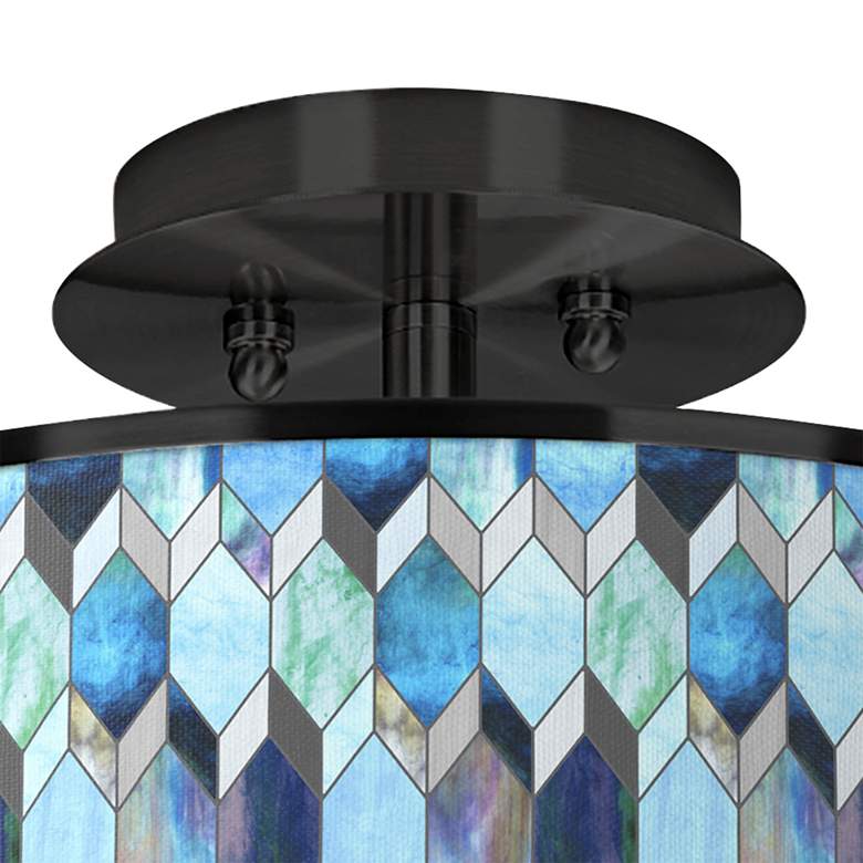 Image 2 Blue Tiffany Black 14 inch Wide Ceiling Light more views