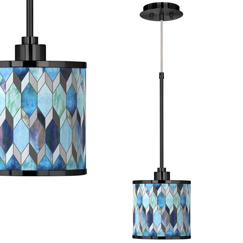 Blue Tiffany Giclee Black Mini Pendant Light - #718N6 | Lamps Plus
