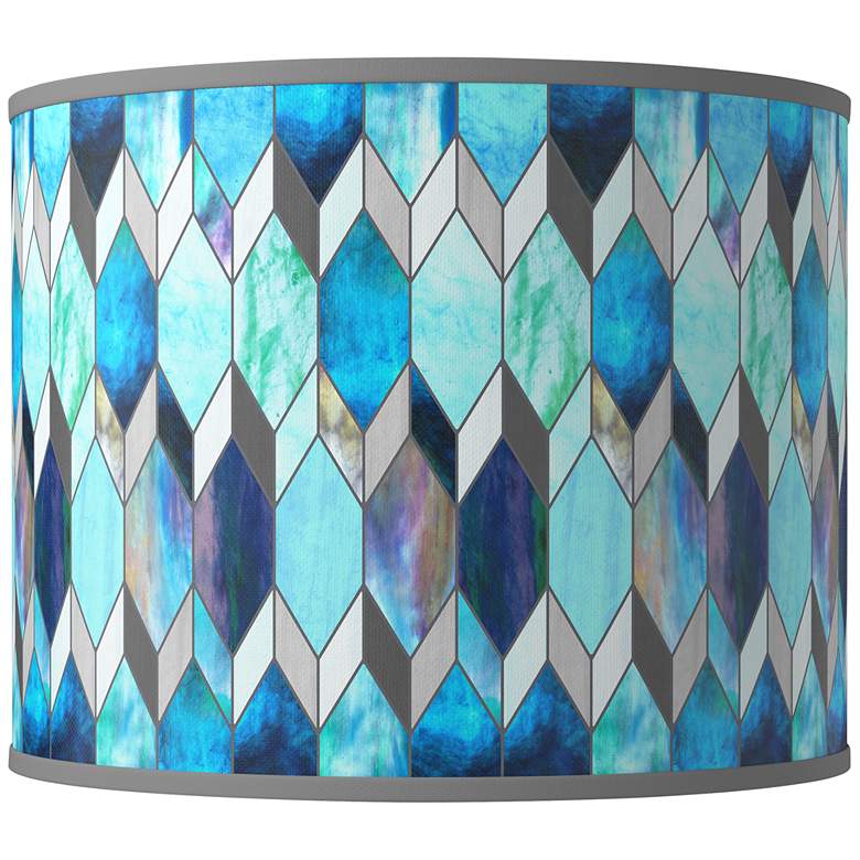 Image 1 Blue Tiffany Giclee Round Drum Lamp Shade 14x14x11 (Spider)