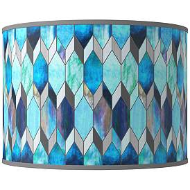 Image1 of Blue Tiffany Giclee Round Drum Lamp Shade 15.5x15.5x11 (Spider)