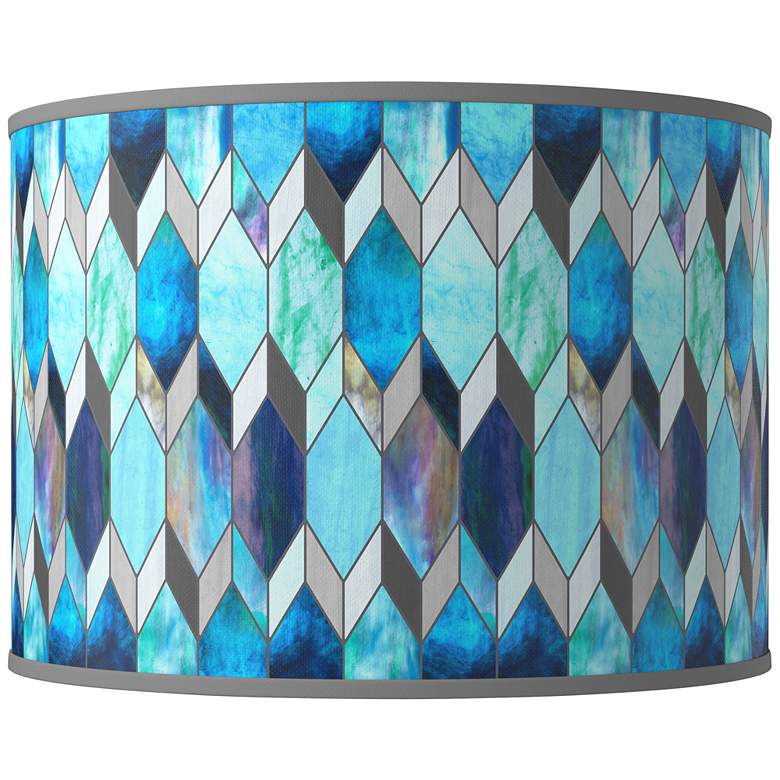 Image 1 Blue Tiffany Giclee Round Drum Lamp Shade 15.5x15.5x11 (Spider)