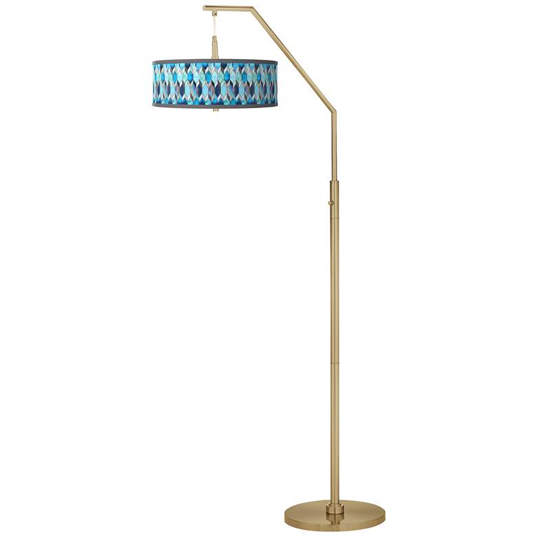 Image 2 Blue Tiffany Giclee Warm Gold Arc Floor Lamp