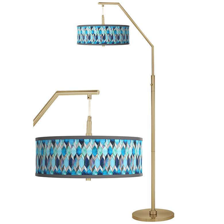 Image 1 Blue Tiffany Giclee Warm Gold Arc Floor Lamp