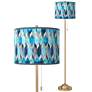 Blue Tiffany Giclee Warm Gold Stick Floor Lamp