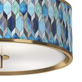 Image3 of Blue Tiffany Gold 14" Wide Ceiling Light more views