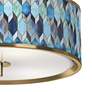 Blue Tiffany Gold 14" Wide Ceiling Light