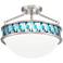 Blue Tiffany-Style Banded 16"W Brushed Nickel Ceiling Light