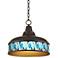 Blue Tiffany-Style Benson 15" Wide Bronze Pendant Light