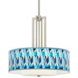Blue Tiffany-Style Carey 24&quot; Brushed Nickel 4-Light Chandelier