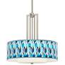 Blue Tiffany-Style Carey 24" Brushed Nickel 4-Light Chandelier