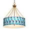 Blue Tiffany-Style Dana Antique Brass Pendant Light