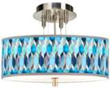 Blue Tiffany-Style Giclee 14&quot; Wide Ceiling Light