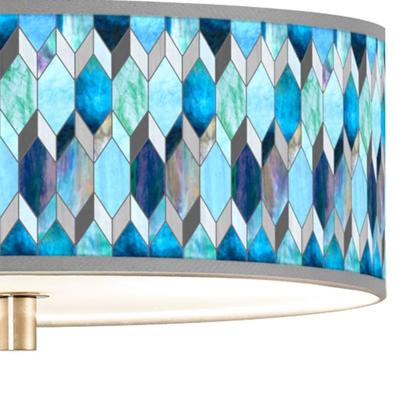 Image 2 Blue Tiffany-Style Giclee 14" Wide Ceiling Light more views