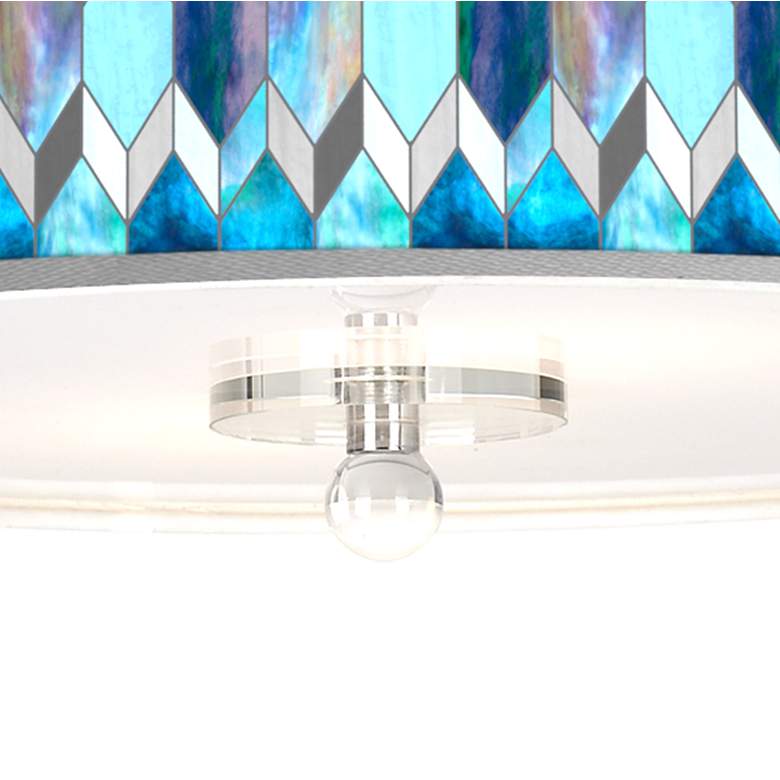 Image 3 Blue Tiffany-Style Giclee 16" Wide Semi-Flush Ceiling Light more views