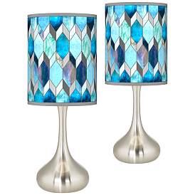 Image1 of Blue Tiffany-Style Giclee Droplet Table Lamps Set of 2