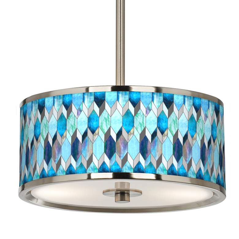 Image 3 Blue Tiffany-Style Giclee Glow 10 1/4" Wide Pendant Light more views