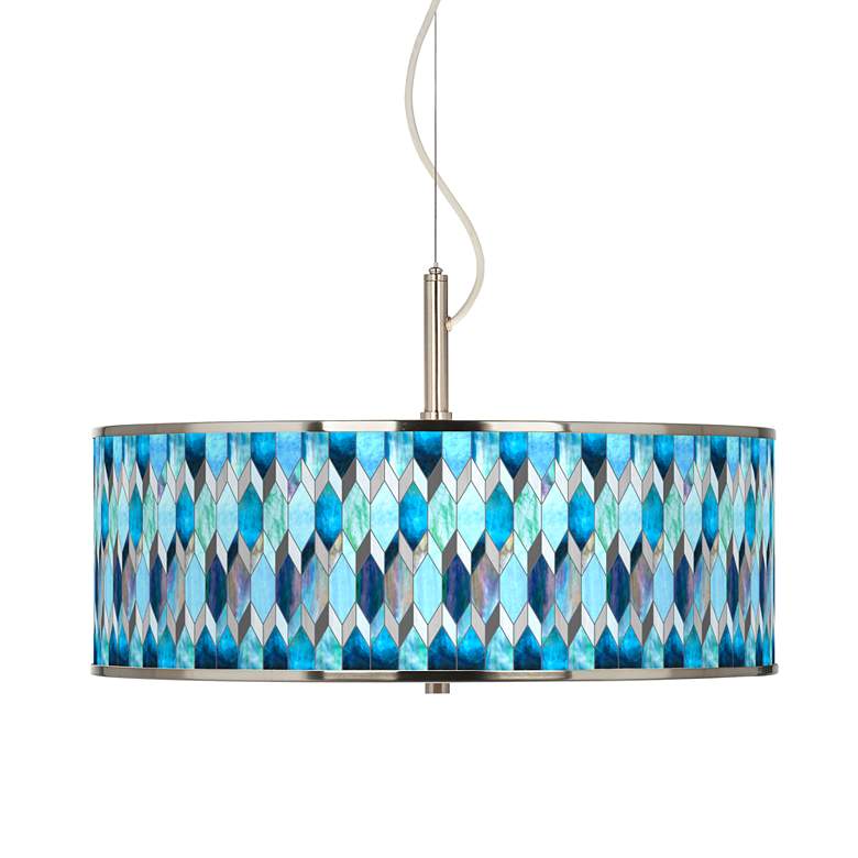 Image 1 Blue Tiffany-Style Giclee Glow 20 inch Wide Pendant Light