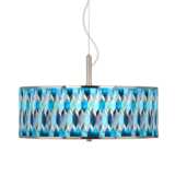 Blue Tiffany-Style Giclee Glow 20&quot; Wide Pendant Light