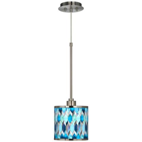 Blue Tiffany-Style Giclee Glow Mini Pendant Light - #55E62 | Lamps Plus