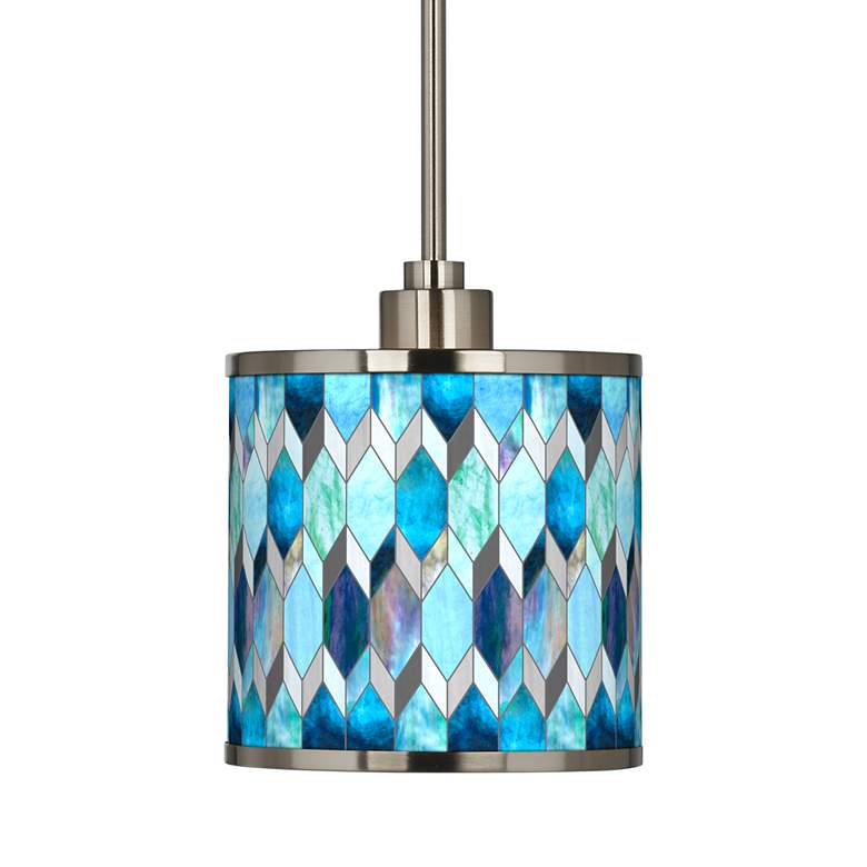 Image 3 Blue Tiffany-Style Giclee Glow Mini Pendant Light more views