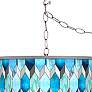 Thumbnail2 of Blue Tiffany-Style Giclee Glow Plug-In Swag Pendant more views