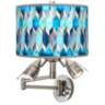 Blue Tiffany-Style Giclee Plug-In Swing Arm Wall Lamp