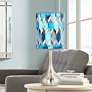 Blue Tiffany-Style Giclee Printed Shade with Modern Droplet Table Lamp