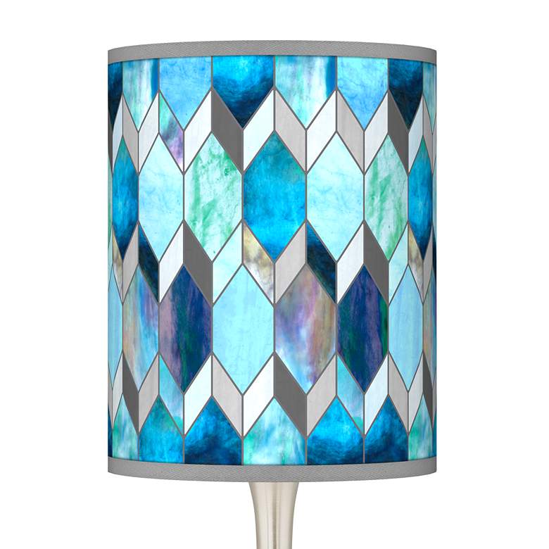 Image 3 Blue Tiffany-Style Giclee Printed Shade with Modern Droplet Table Lamp more views
