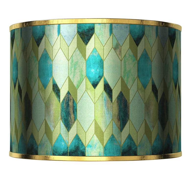 Image 1 Blue Tiffany-Style Gold Metallic Lamp Shade 13.5x13.5x10 (Spider)