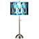 Blue Tiffany-Style Silver Metallic Brushed Nickel Table Lamp