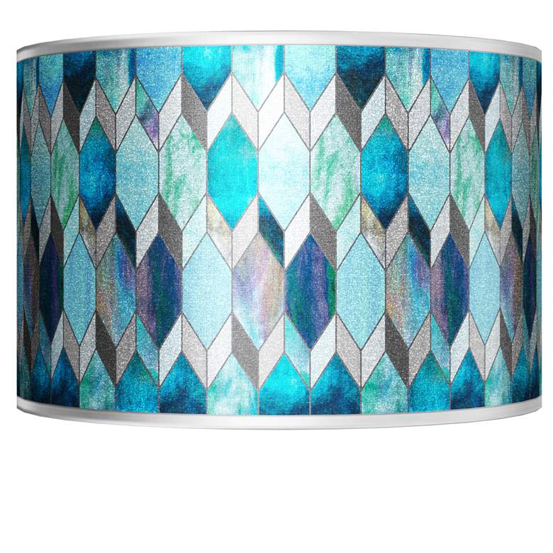 Image 1 Blue Tiffany-Style Silver Metallic Shade 12x12x8.5 (Spider)