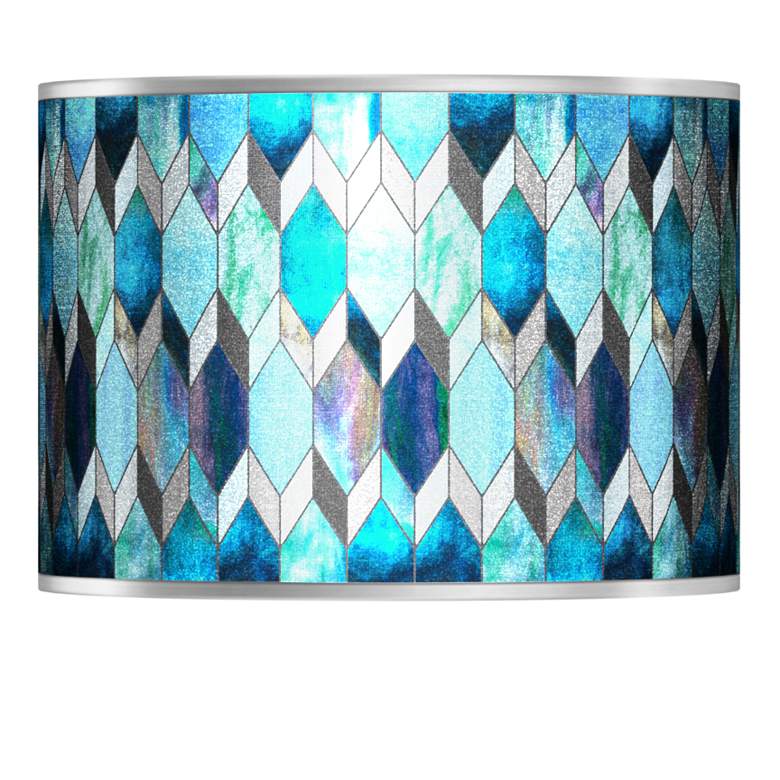 Image 1 Blue Tiffany-Style Silver Metallic Shade 13.5x13.5x10 (Spider)