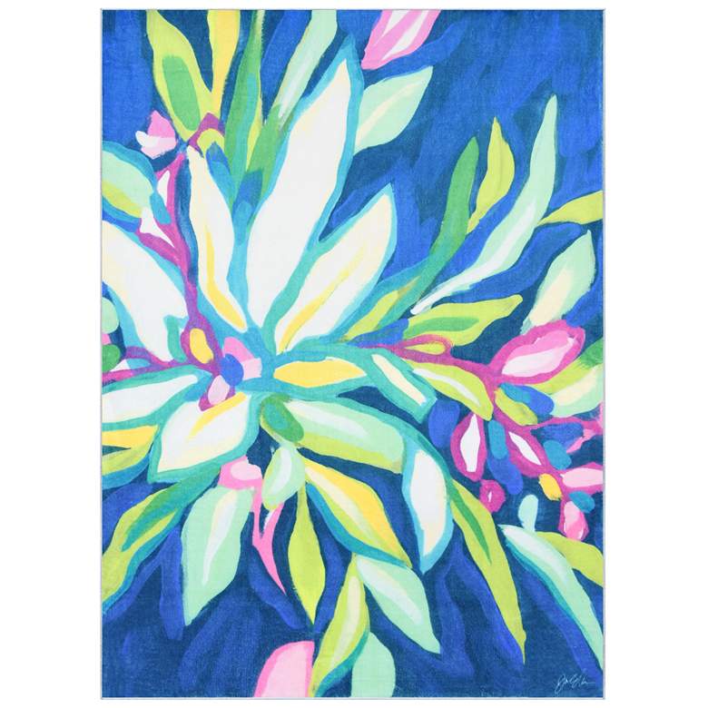 Image 1 Blue Tropics I 8'x10'Hand Washable Flowers Power-loomed Art Area Rug