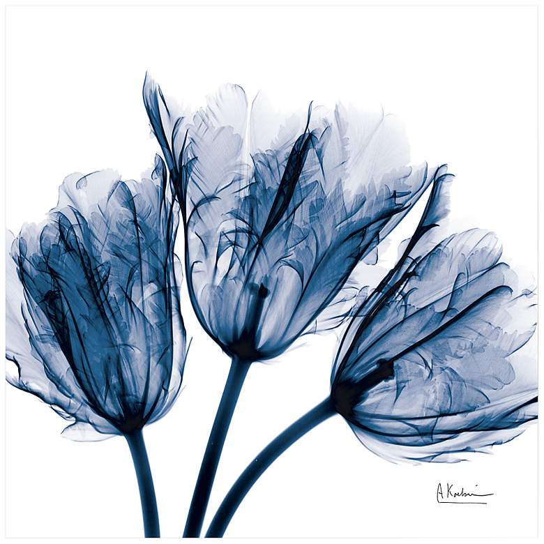 Image 2 Blue Tulip X-Ray 24" Square Printed Glass Graphic Wall Art
