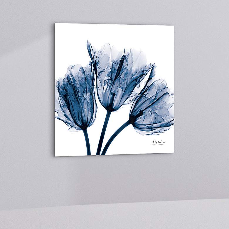 Image 1 Blue Tulip X-Ray 24" Square Printed Glass Graphic Wall Art