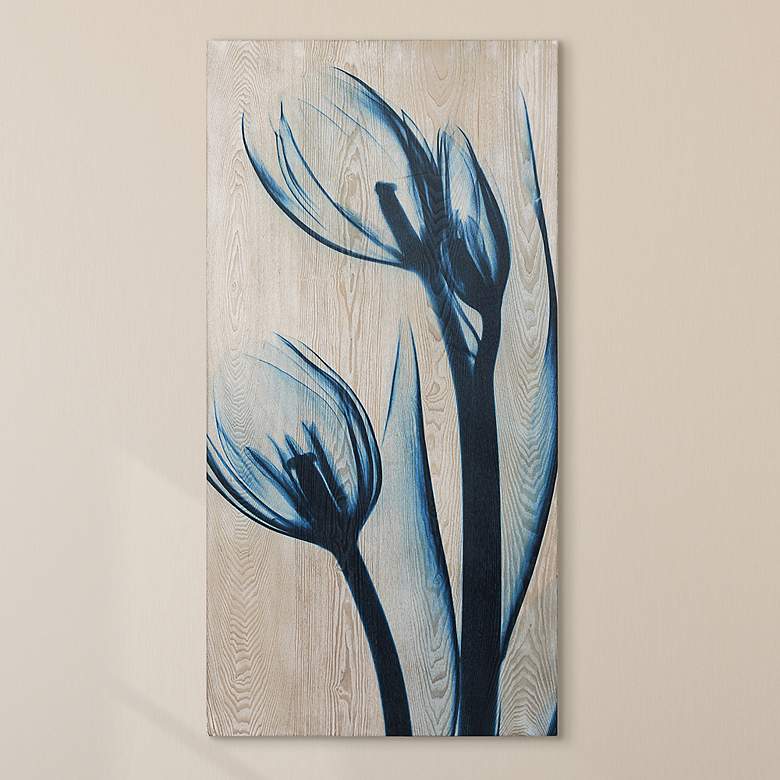 Image 1 Blue Tulips 48" High Giclee Printed Wood Wall Art