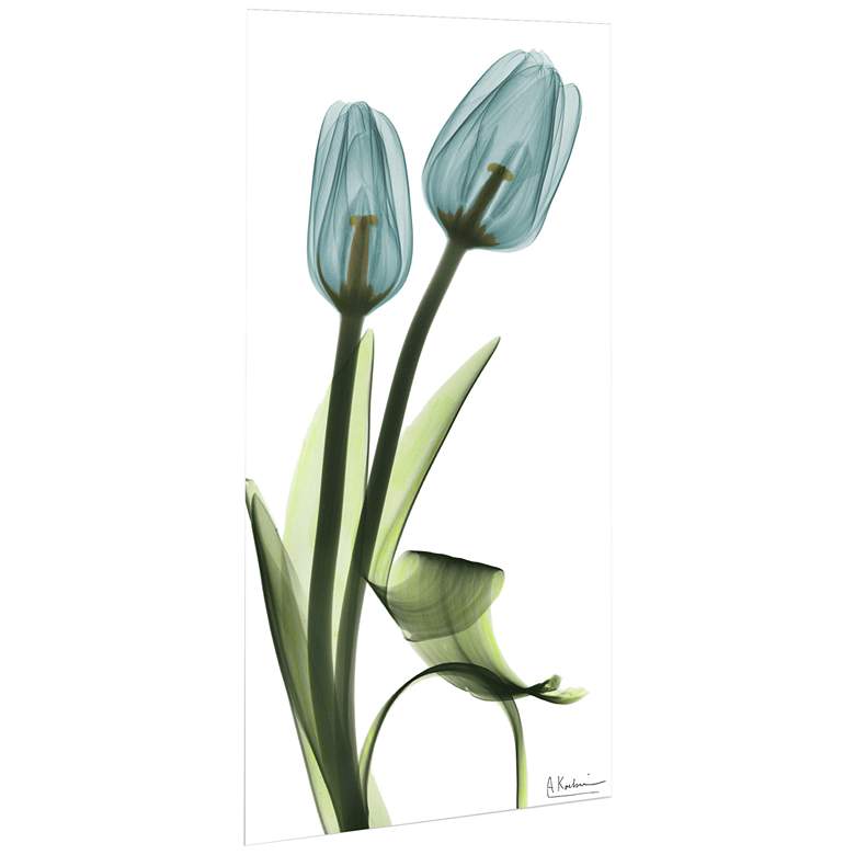 Image 4 Blue Tulips 48 inchH Floating Tempered Glass Graphic Wall Art more views
