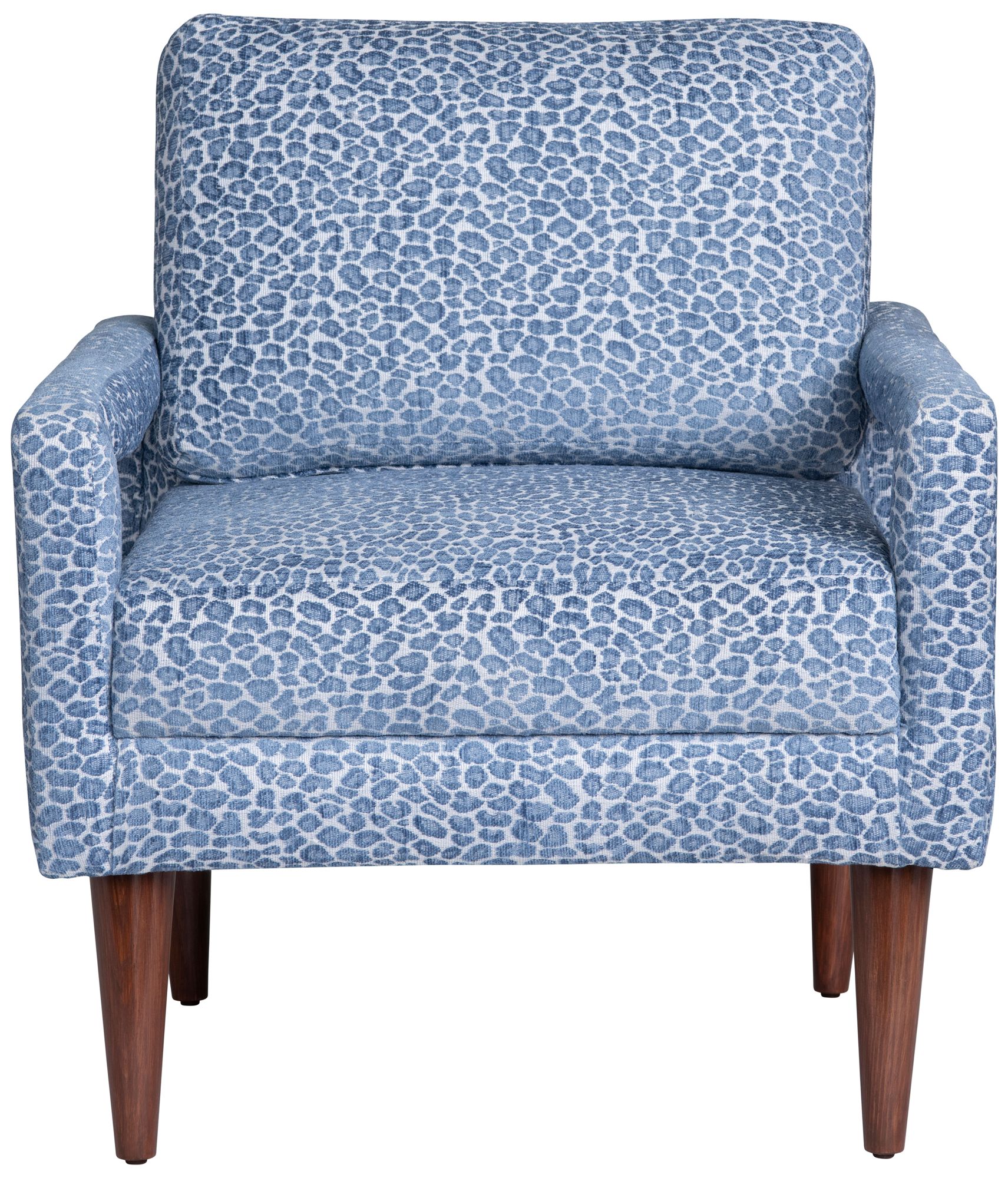 Image 3 Blue Upholstered Accent Armchair with Wood Frame more views