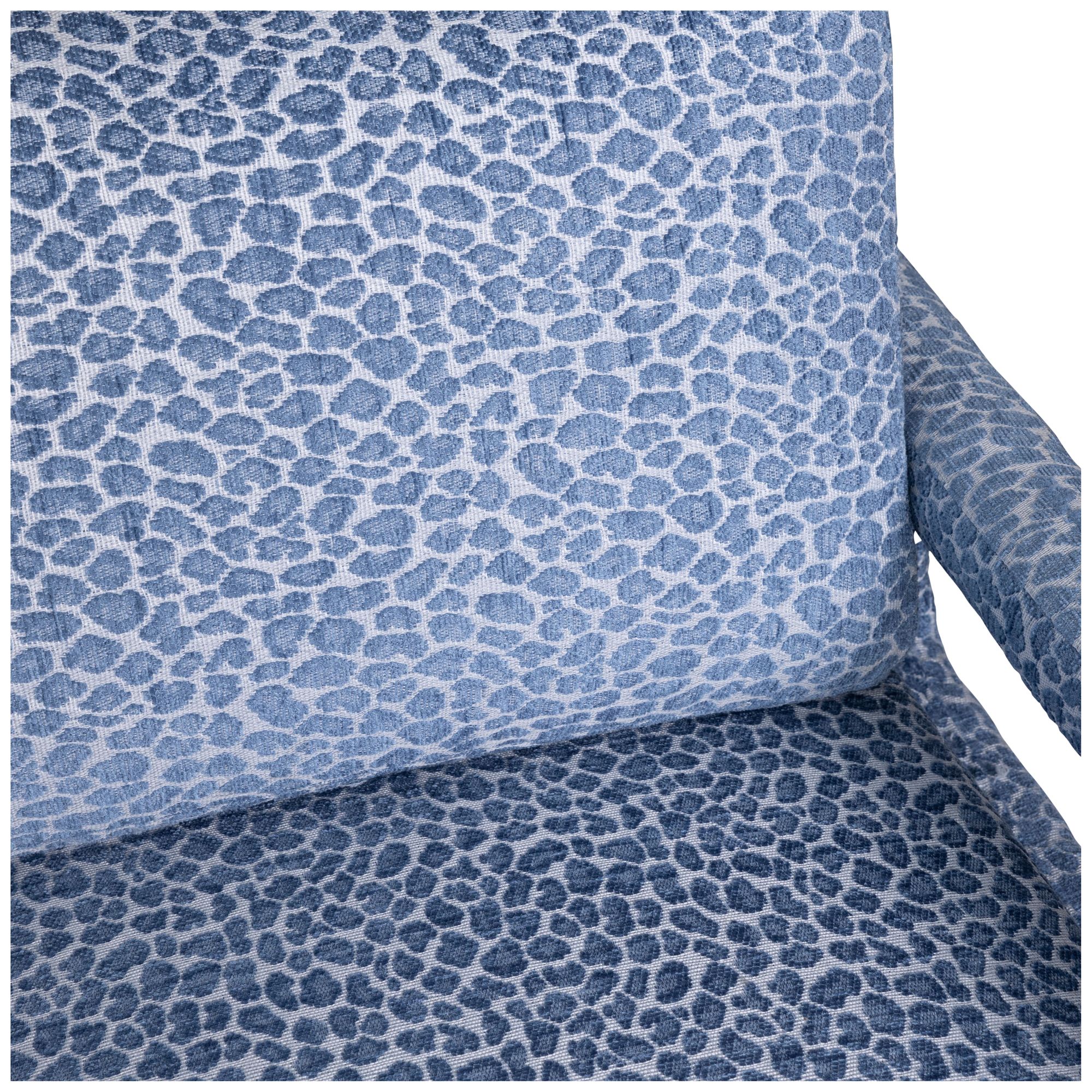 Image 4 Blue Upholstered Accent Armchair with Wood Frame more views