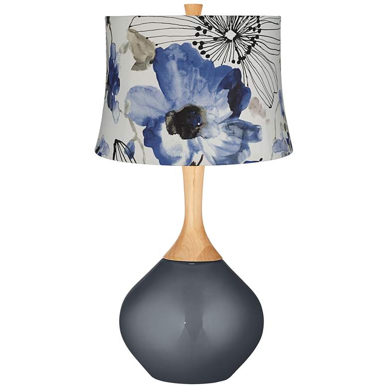Image 1 Blue Watercolor Flowers Blue Flowers Wexler Table Lamp