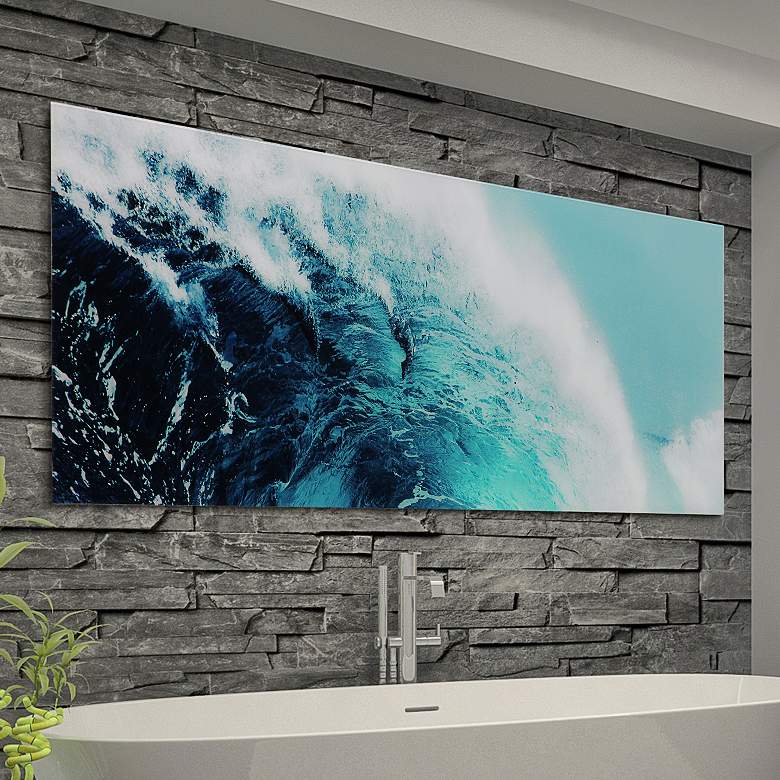 Image 1 Blue Wave 1 63" Wide Tempered Glass Graphic Wall Art
