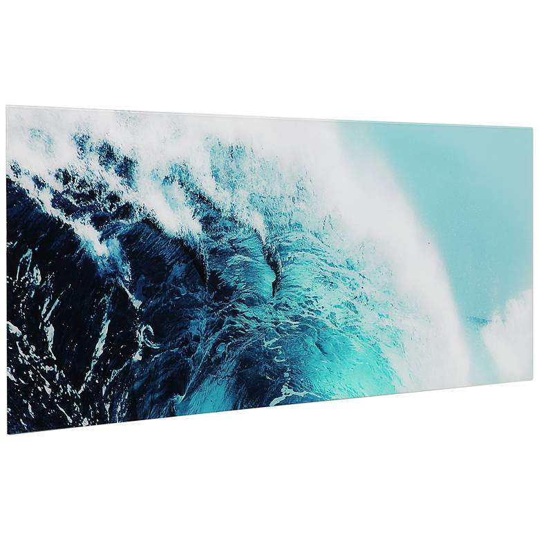Image 4 Blue Wave 1 63" Wide Tempered Glass Graphic Wall Art more views