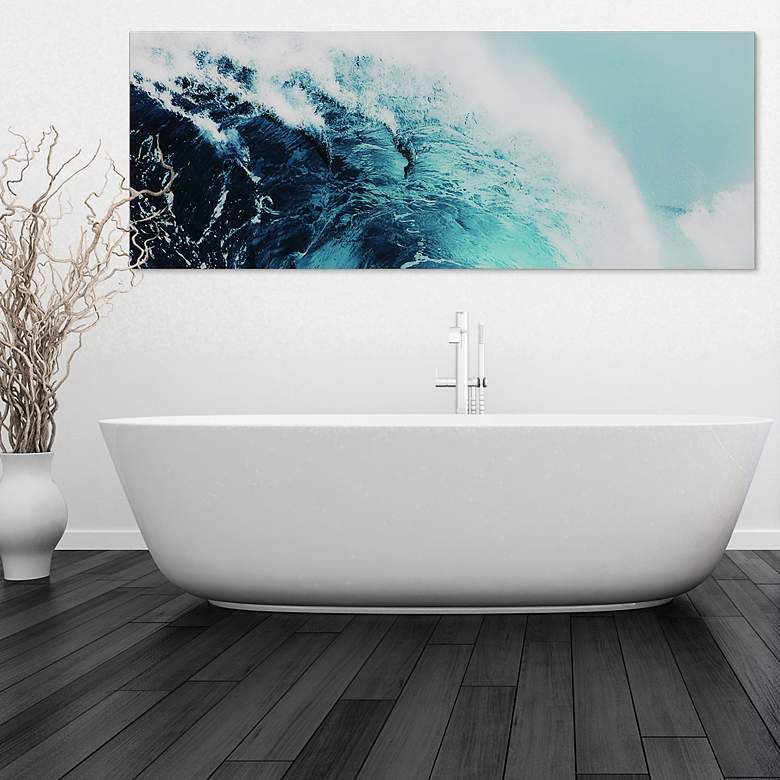 Image 5 Blue Wave 1 63" Wide Tempered Glass Graphic Wall Art more views