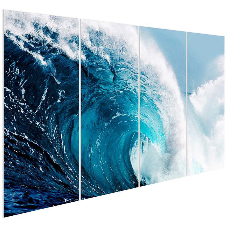 Image 5 Blue Wave 114 inchW Tempered Glass 4-Piece Graphic Wall Art Set more views