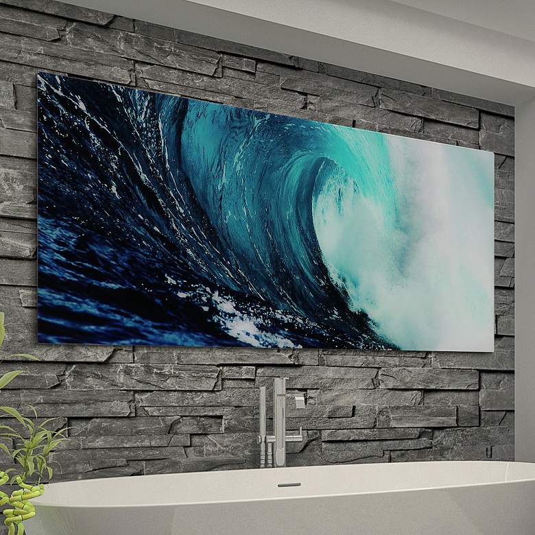 Image 1 Blue Wave 2 63" Wide Tempered Glass Graphic Wall Art