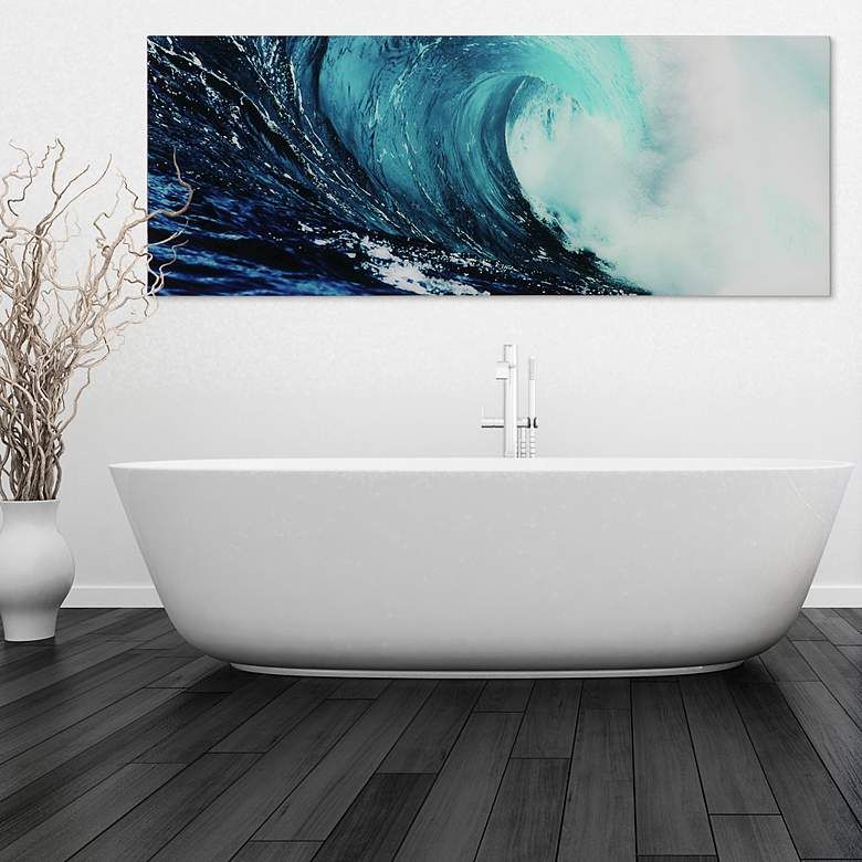 Image 5 Blue Wave 2 63" Wide Tempered Glass Graphic Wall Art more views