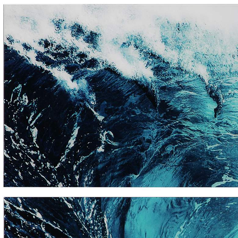 Image 3 Blue Wave 63" Wide Free Floating 2-Piece Glass Wall Art Set more views