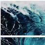 Blue Wave 63" Wide Free Floating 2-Piece Glass Wall Art Set in scene