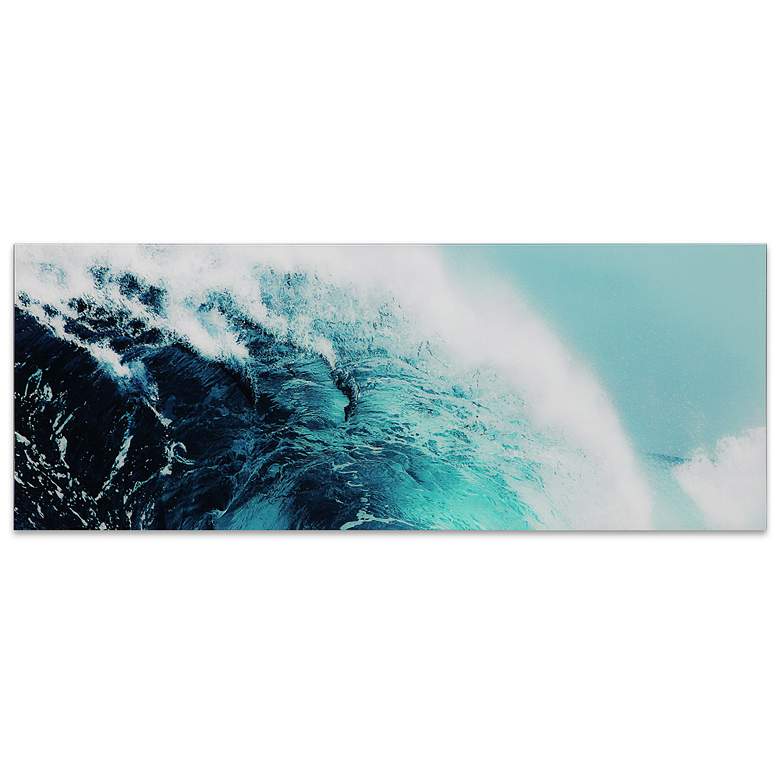 Image 4 Blue Wave 63" Wide Free Floating 2-Piece Glass Wall Art Set more views